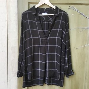 Lush Olive Loose Plaid Top